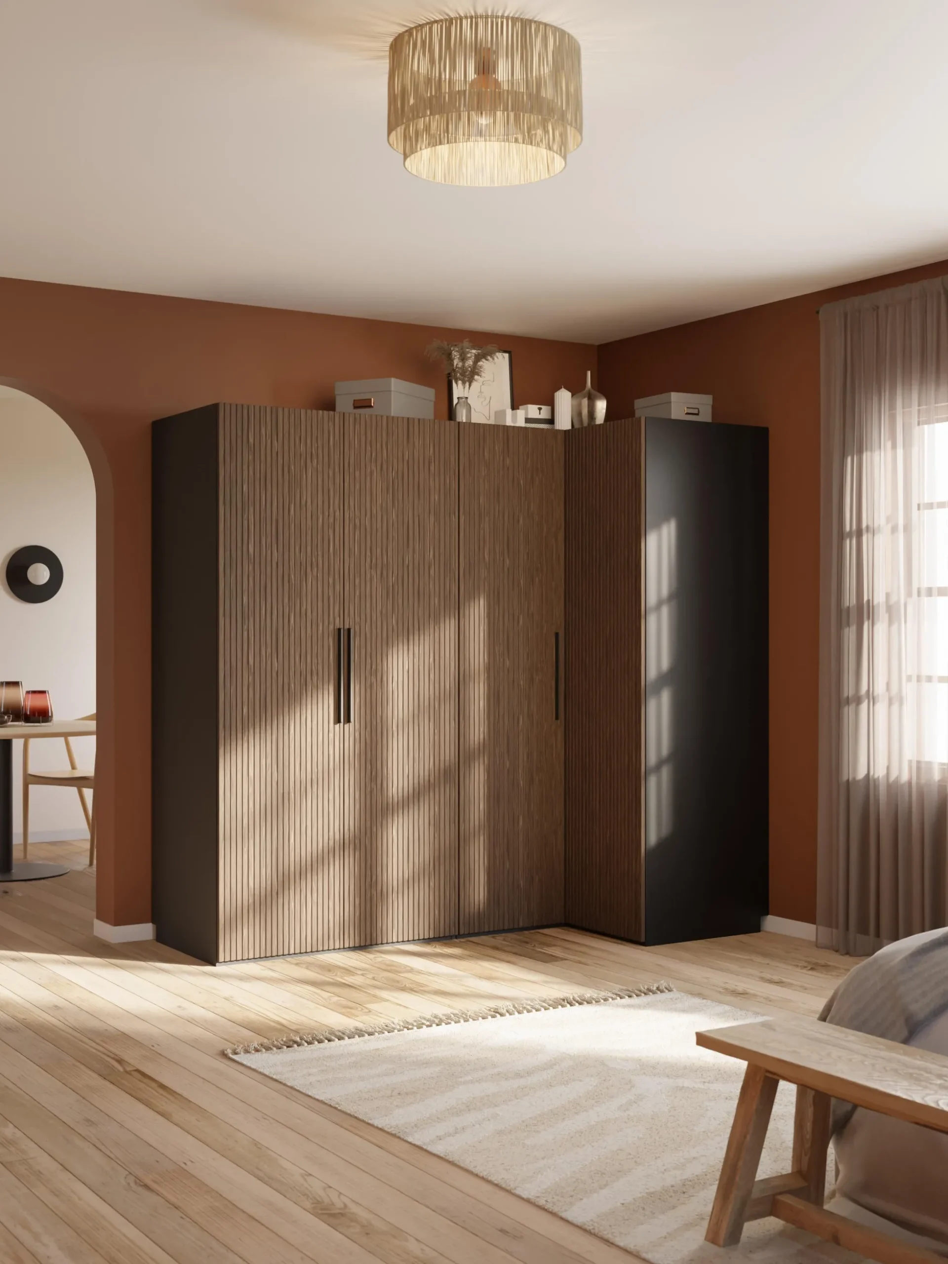 Armadio angolare componibile Simone, larg. 215 cm, diverse varianti