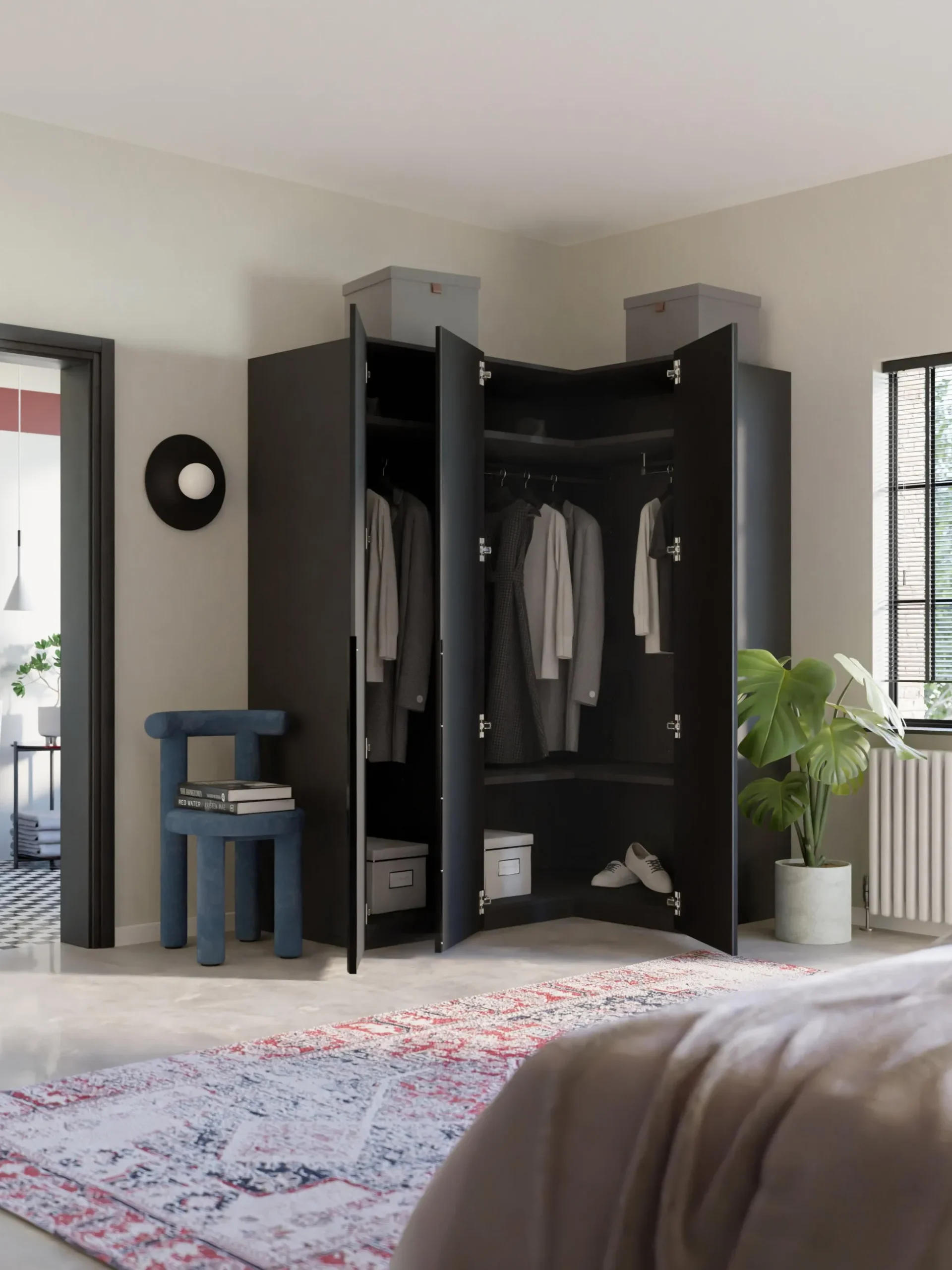 Armadio angolare componibile Leon, larg. 165 cm, diverse varianti