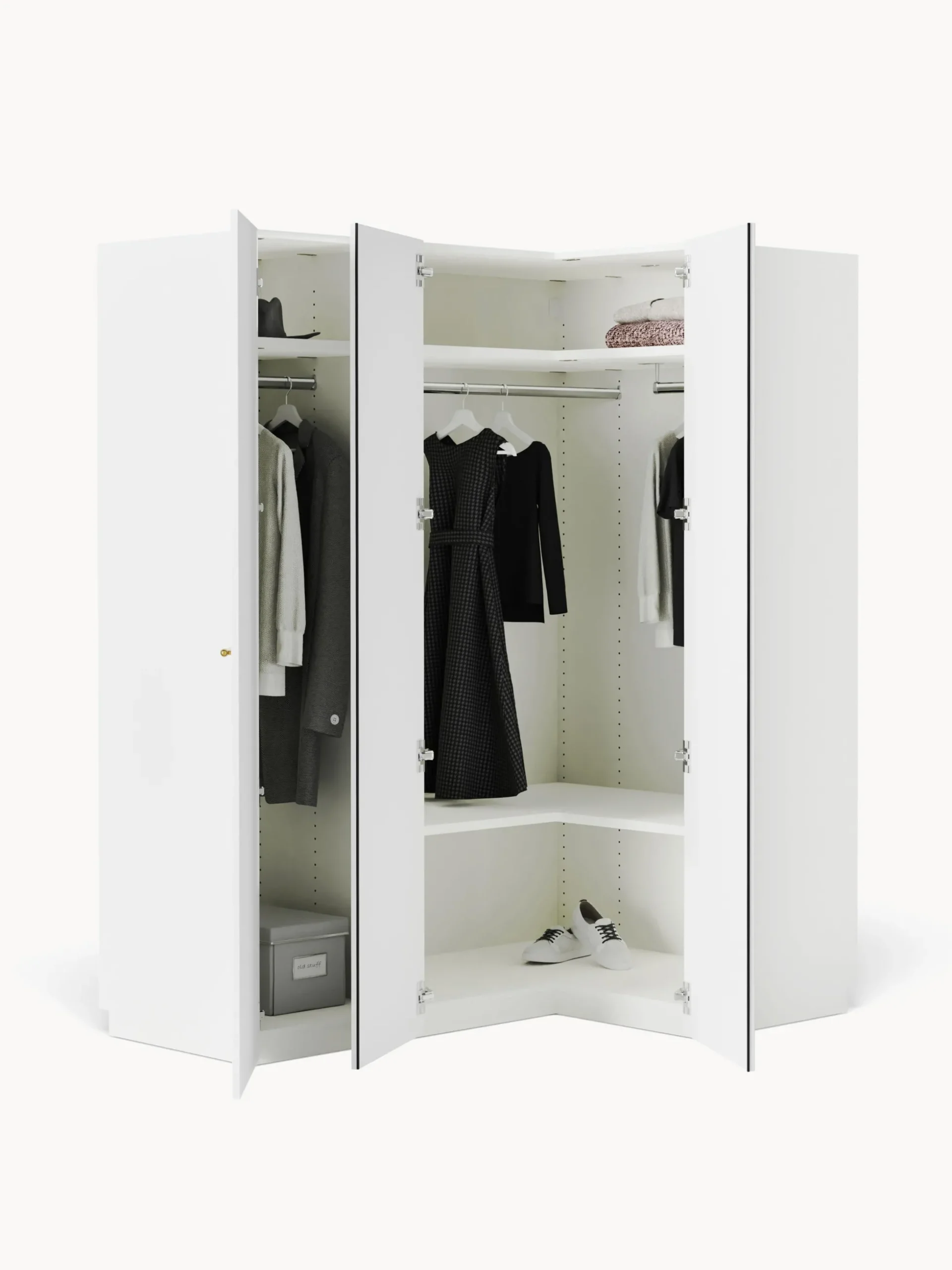Armadio angolare componibile Charlotte, Larg. 165 cm, diverse varianti
