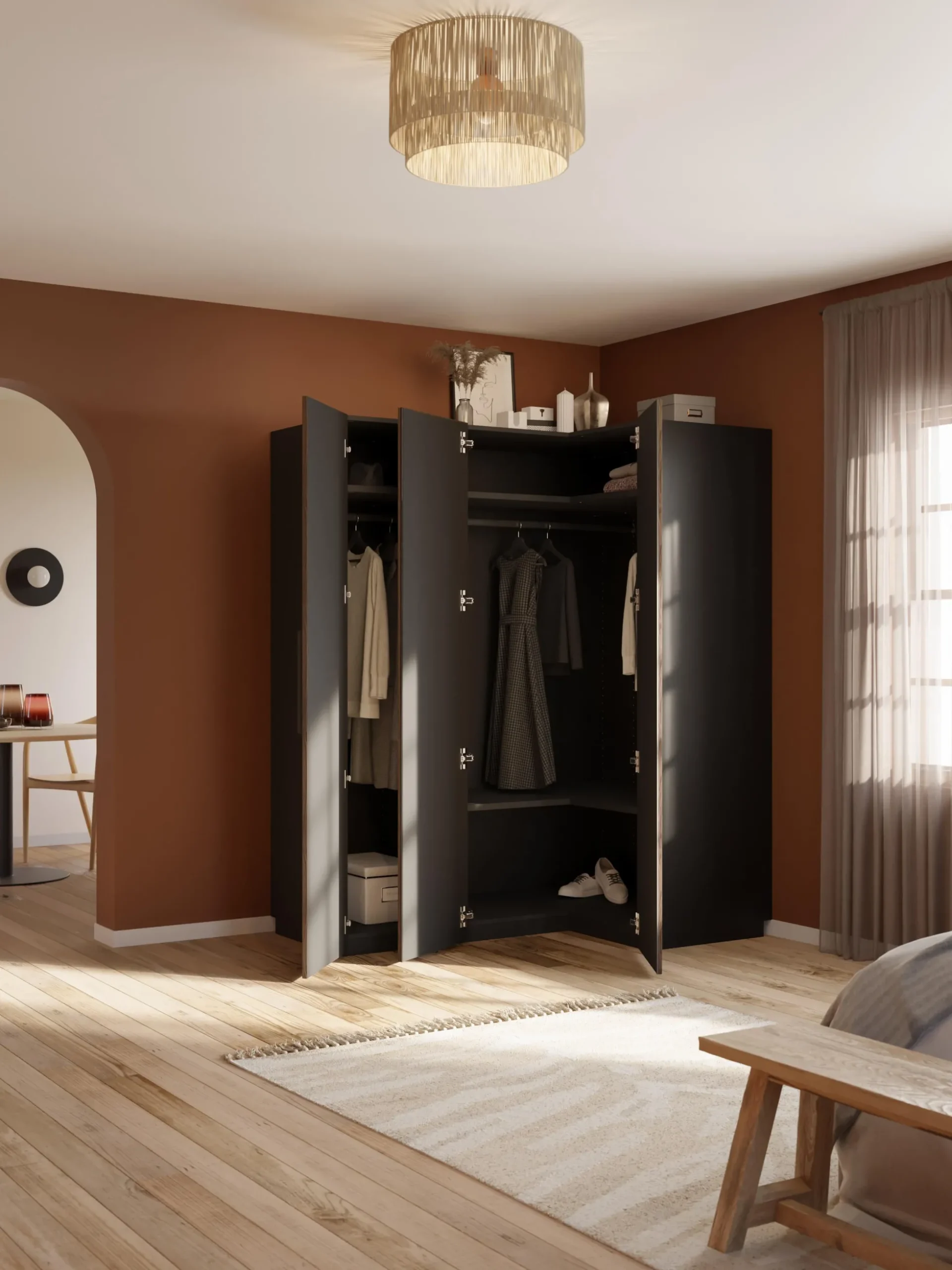 Armadio angolare componibile Simone, larg. 165 cm, diverse varianti