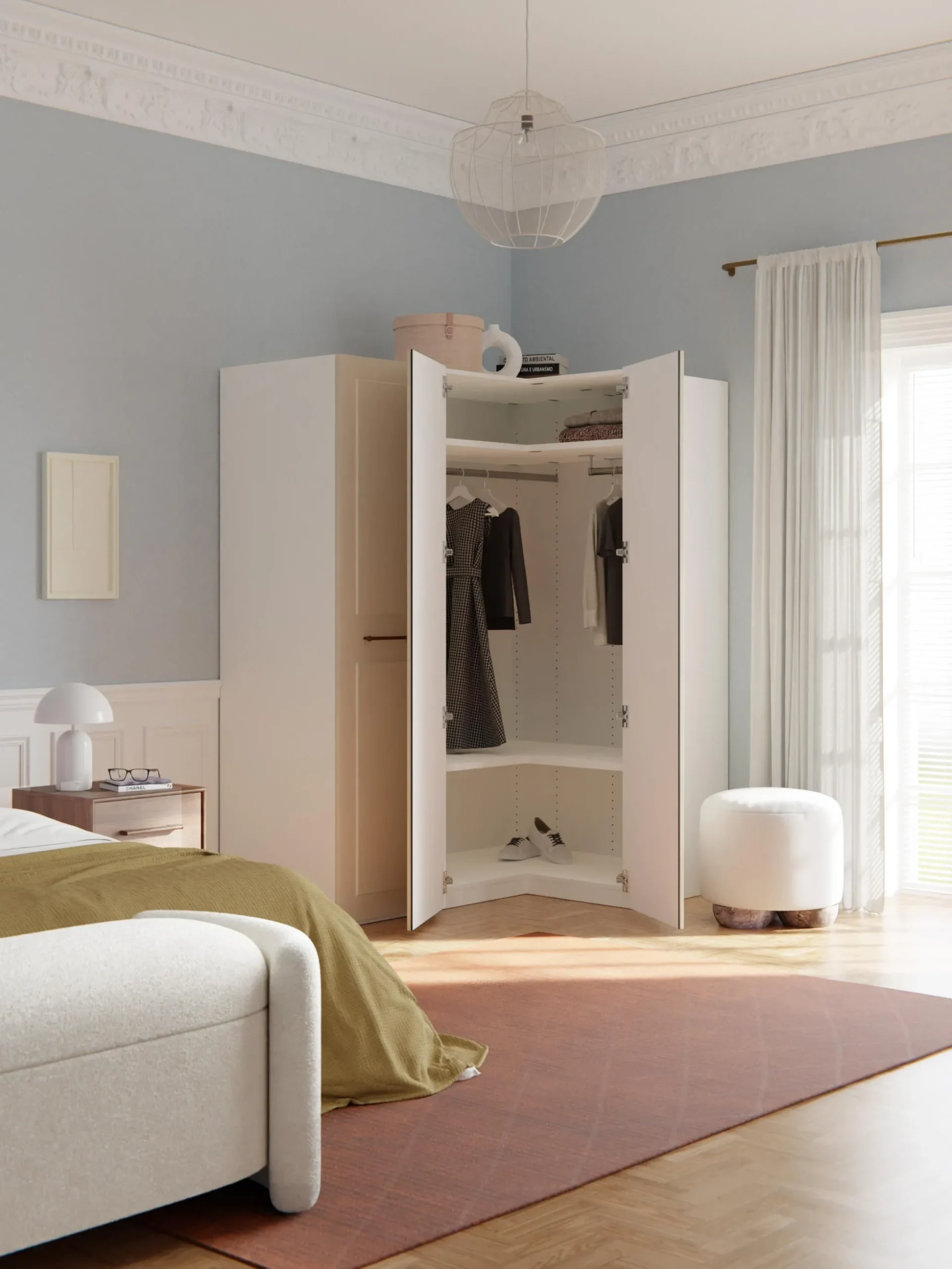 Armadio angolare componibile Charlotte, Larg. 165 cm, diverse varianti