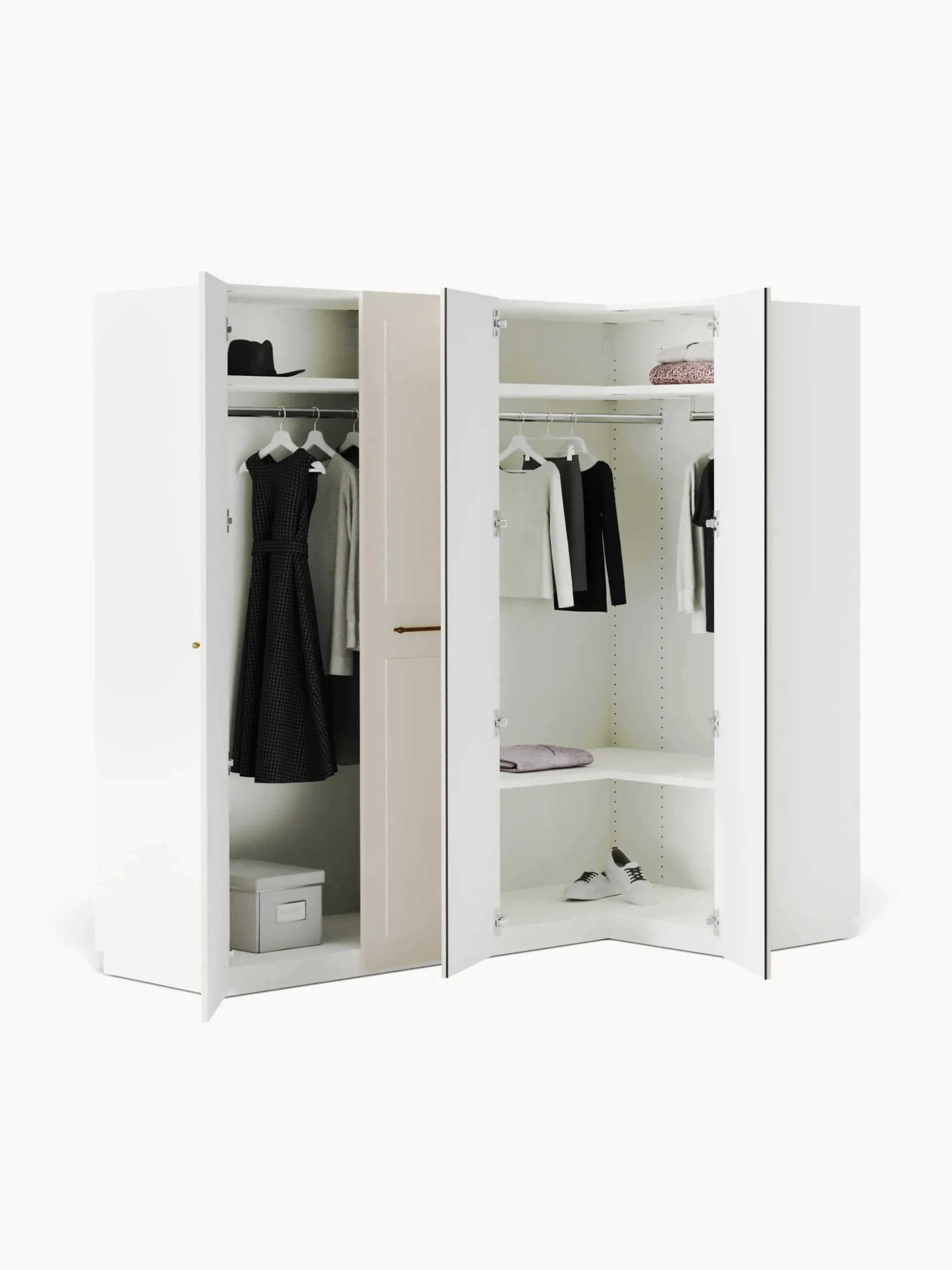 Armadio angolare componibile Charlotte, Larg. 215 cm, diverse varianti