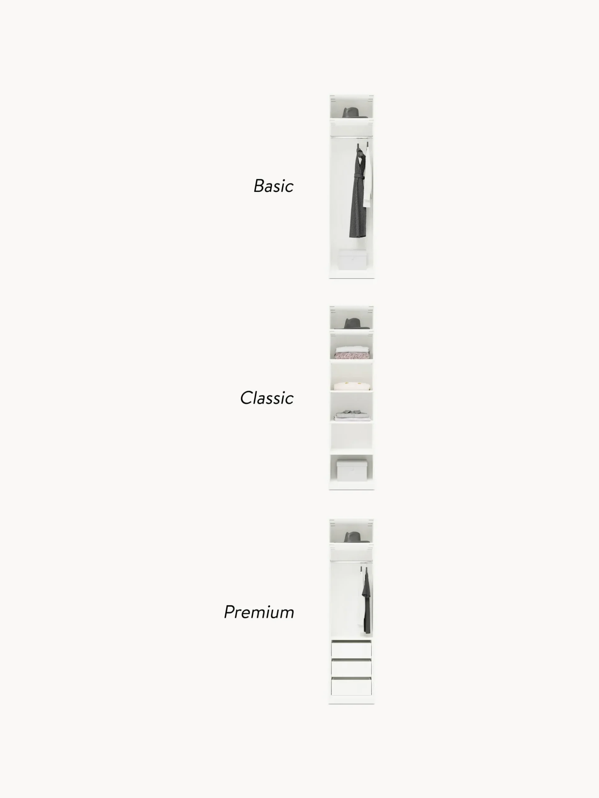 Armadio componibile con anta battente Charlotte, Larg. 50 cm, in diverse varianti