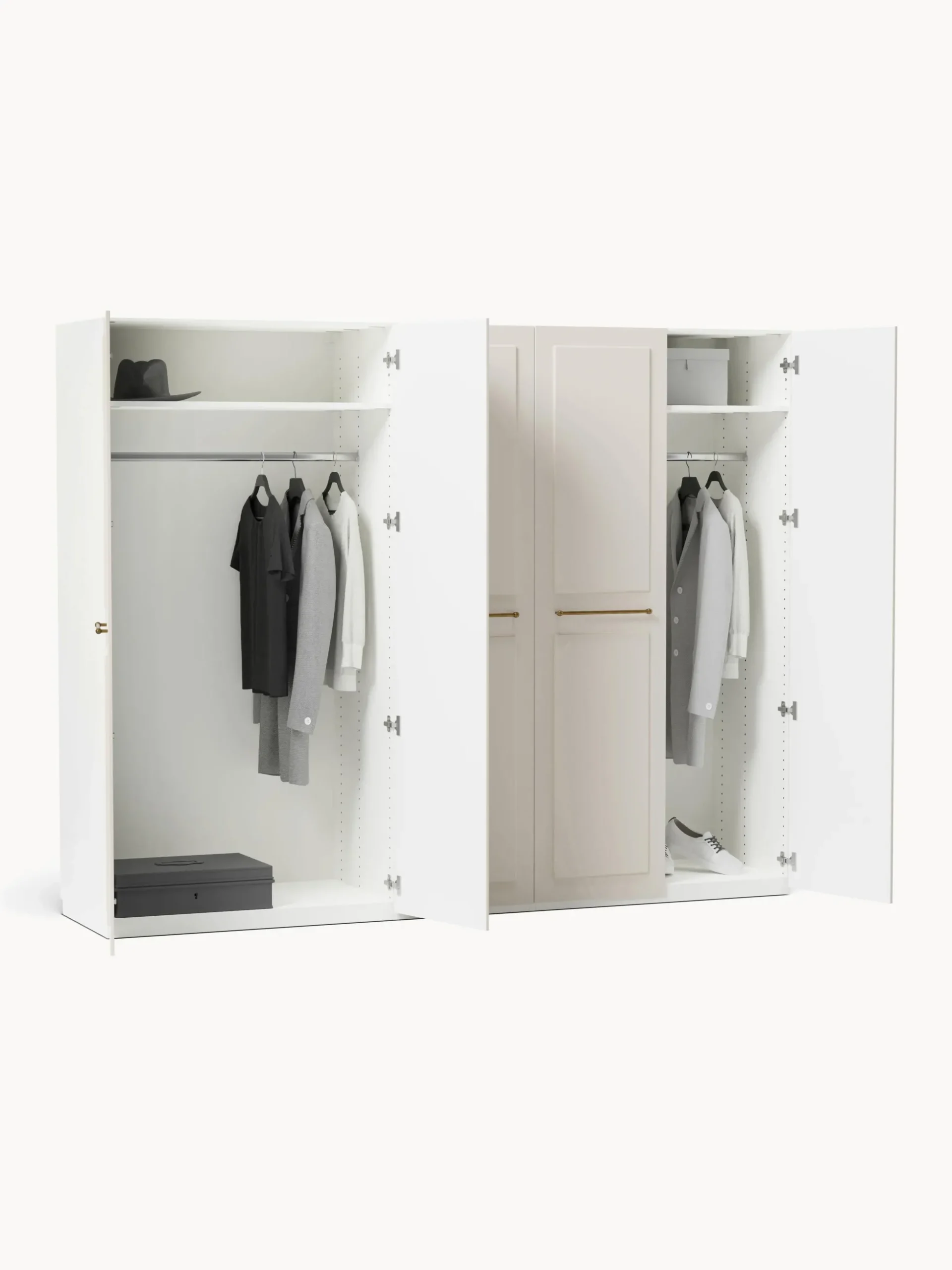 Armadio componibile con ante battenti Charlotte, Larg. 250 cm, in diverse varianti