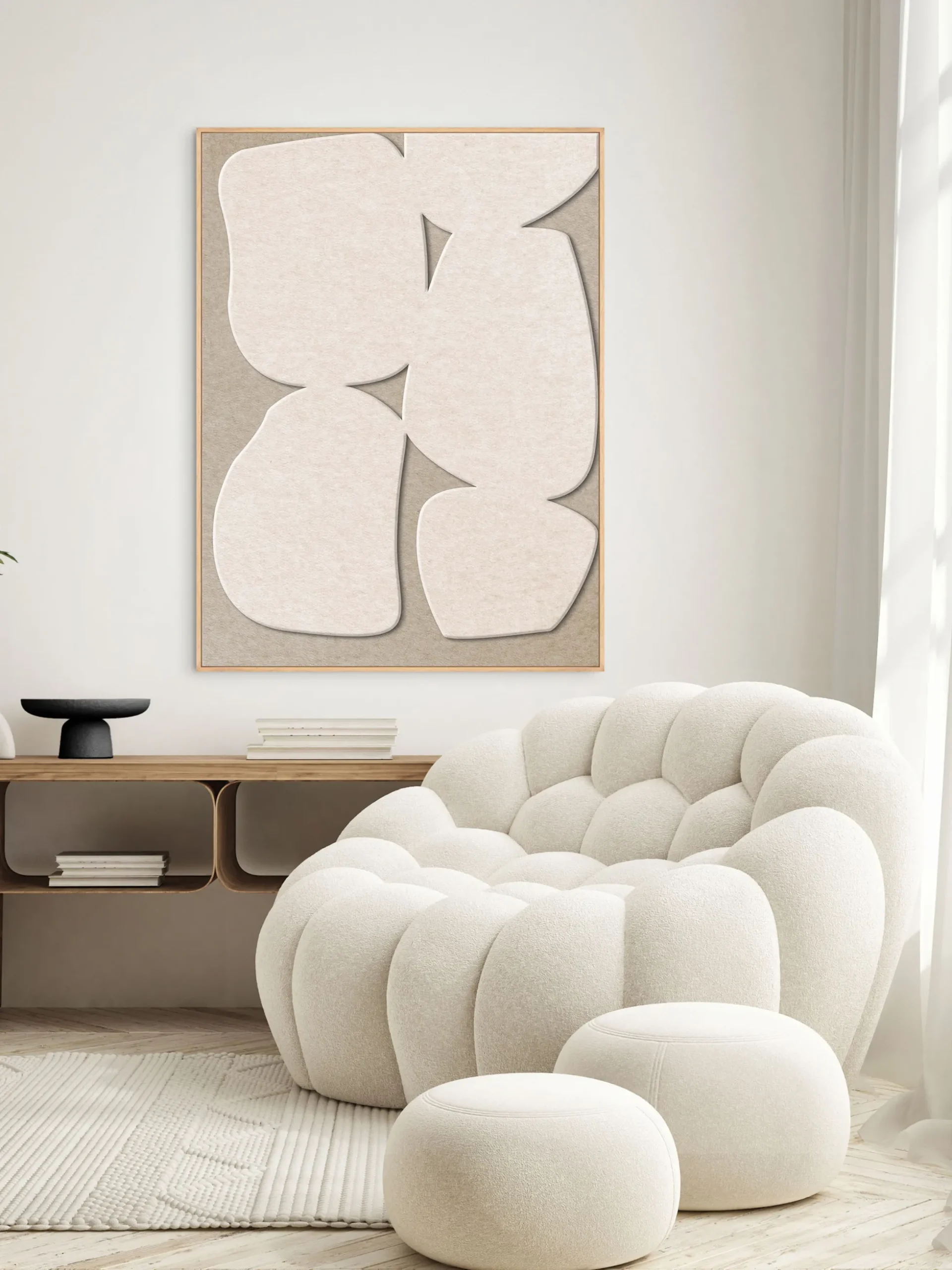 Arte da parete acustica Stone Path con cornice in legno