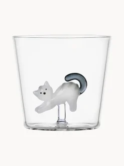 Bicchiere in vetro borosilicato fatto a mano Tabby Cat