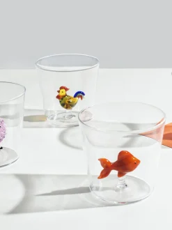 Bicchiere in vetro borosilicato fatto a mano Red Fish
