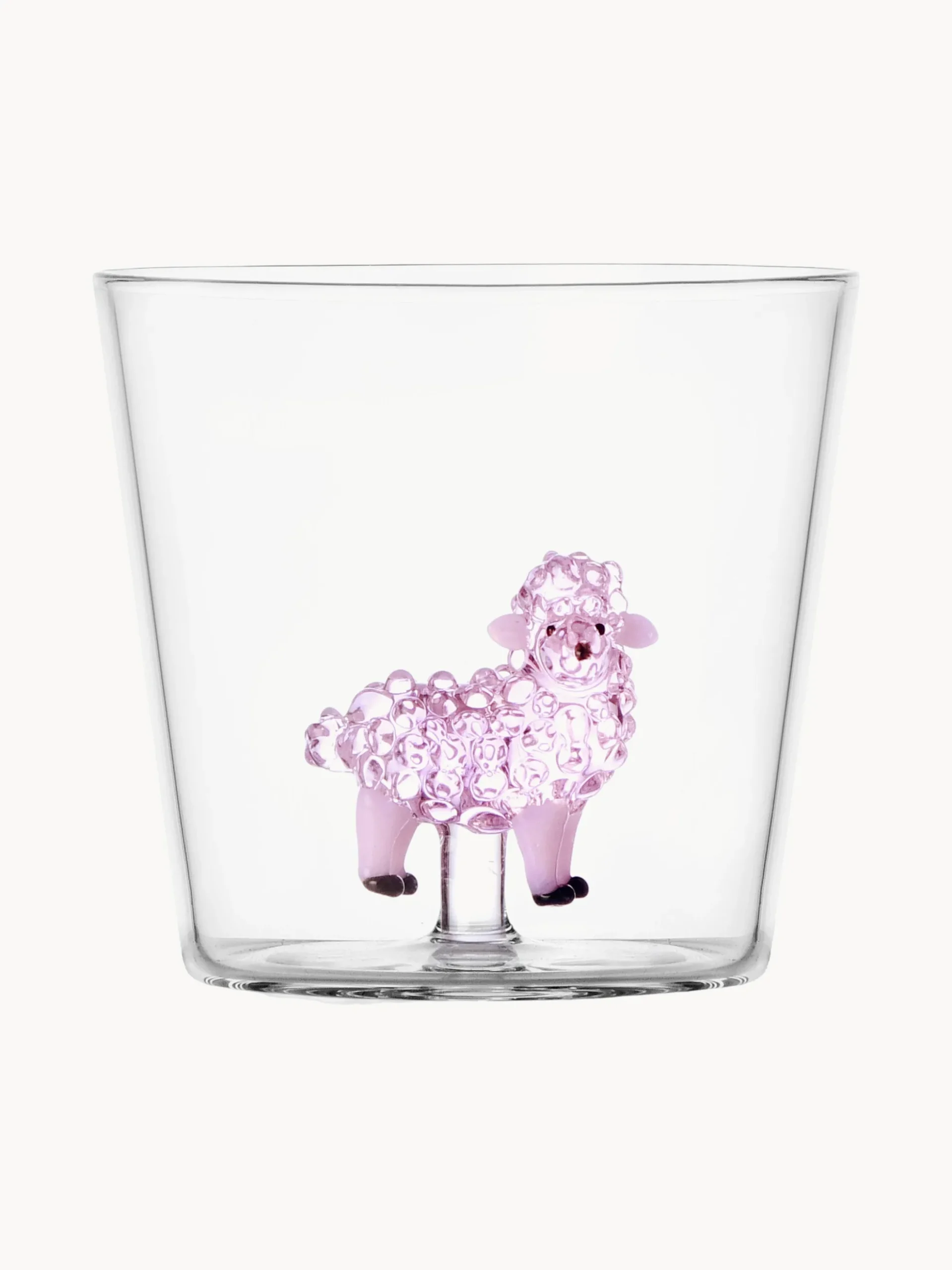 Bicchiere in vetro borosilicato fatto a mano Pink Sheep