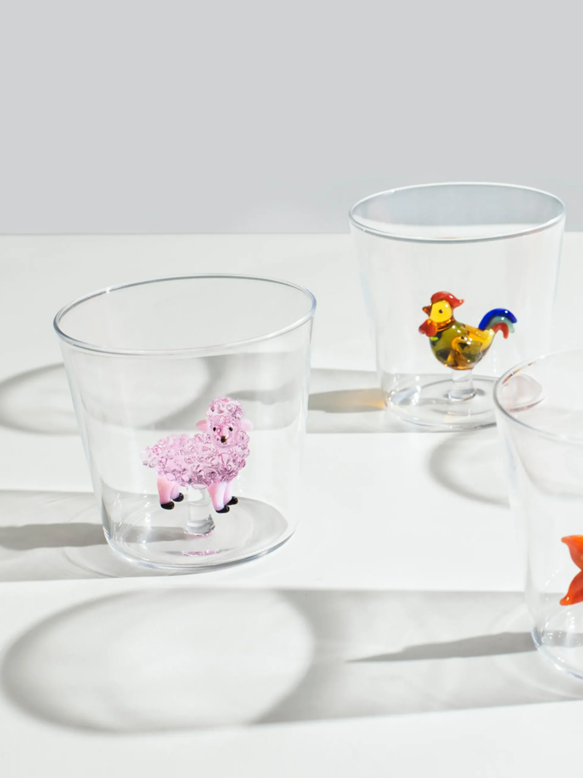 Bicchiere in vetro borosilicato fatto a mano Pink Sheep