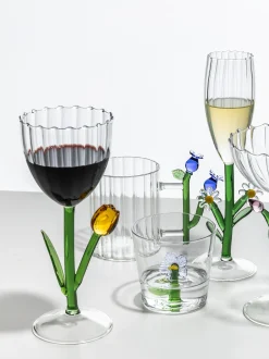 Bicchiere da vino fatto a mano in vetro borosilicato Botanica