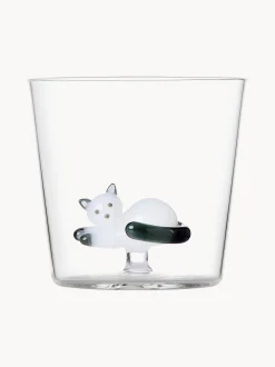 Bicchiere in vetro borosilicato fatto a mano Tabby Cat