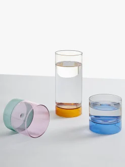 Bicchieri acqua in vetro borosilicato fatti a mano Bamboo Groove 2 pz