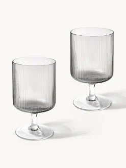 Bicchieri da vino in vetro soffiato con scanalatura in rilievo Ripple 2 pz