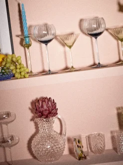 Brocca in vetro soffiato Hobnail 2 L