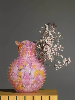 Brocca in vetro soffiato Hobnail, 2 L