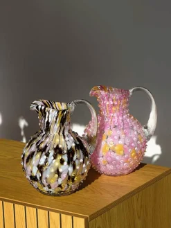 Brocca in vetro soffiato Hobnail, 2 L