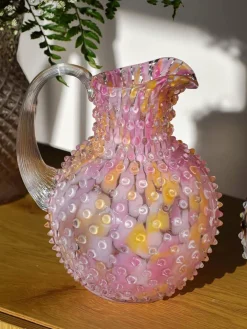 Brocca in vetro soffiato Hobnail, 2 L