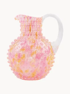 Brocca in vetro soffiato Hobnail, 2 L