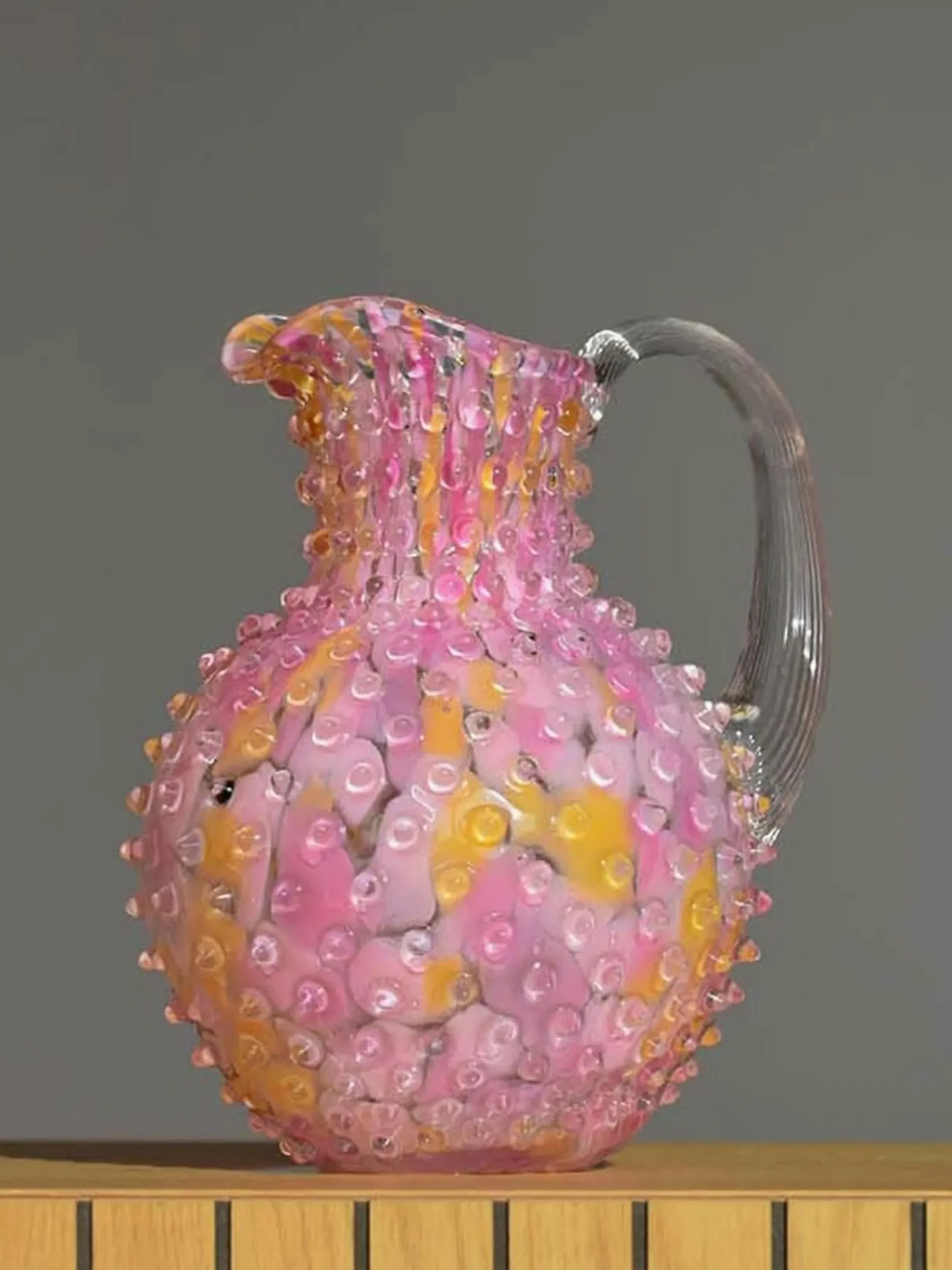 Brocca in vetro soffiato Hobnail, 2 L