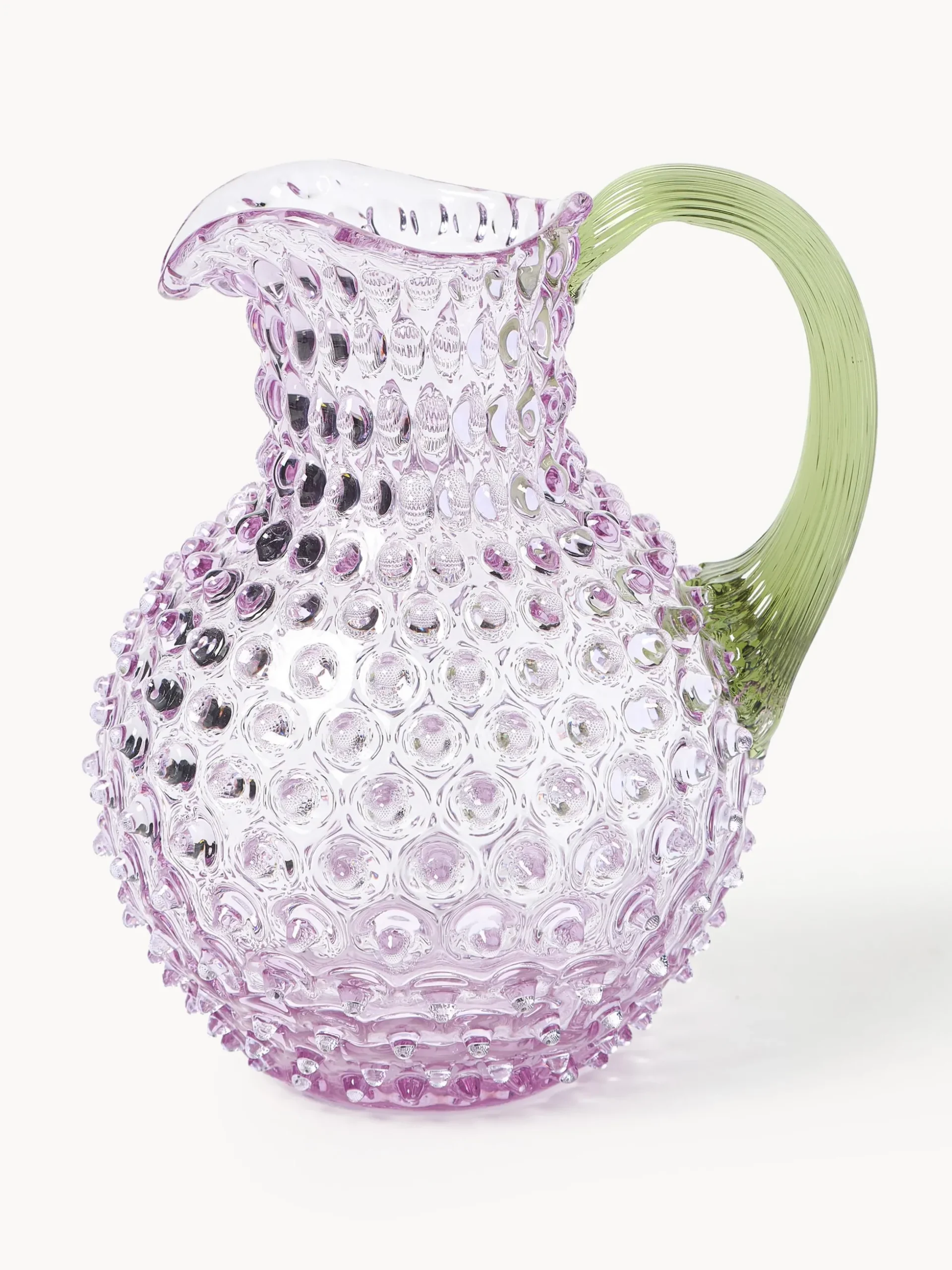 Brocca in vetro soffiato Hobnail 2 L