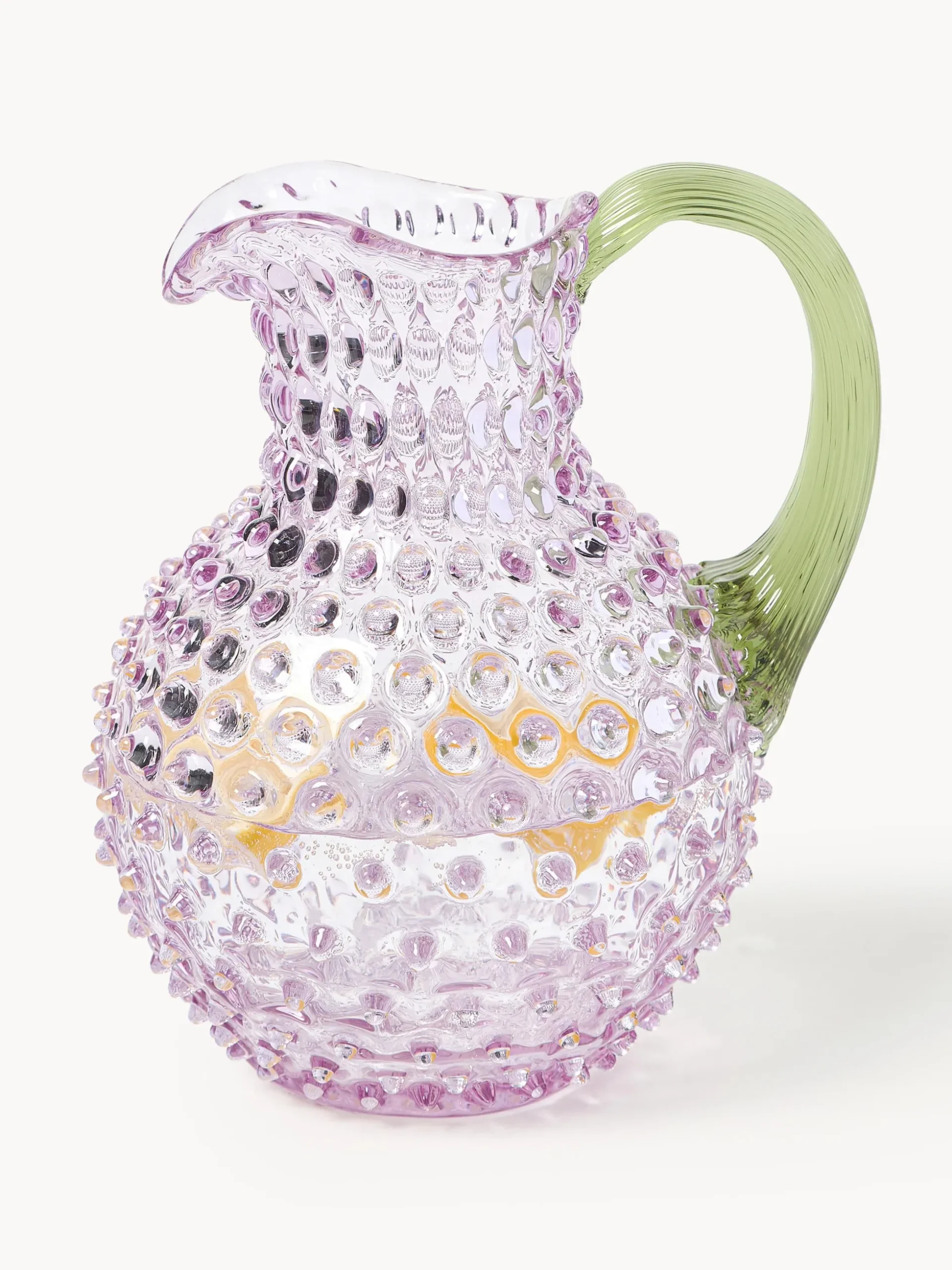 Brocca in vetro soffiato Hobnail 2 L