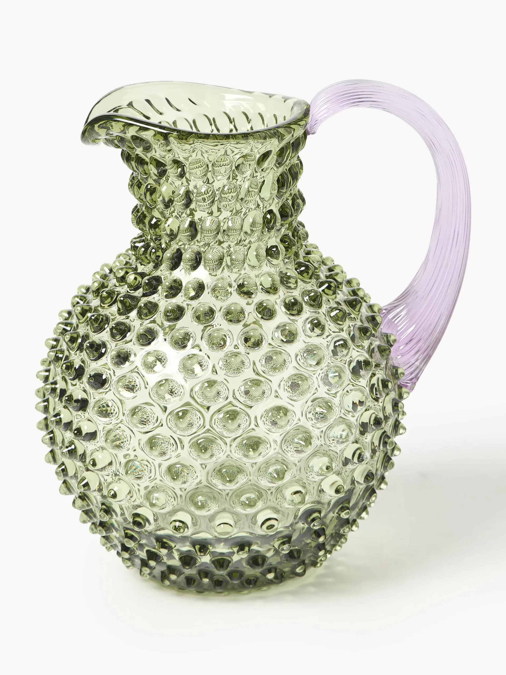 Brocca in vetro soffiato Hobnail 2 L