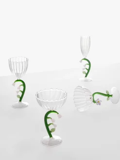 Calice champagne in vetro borosilicato fatto a mano Botanica