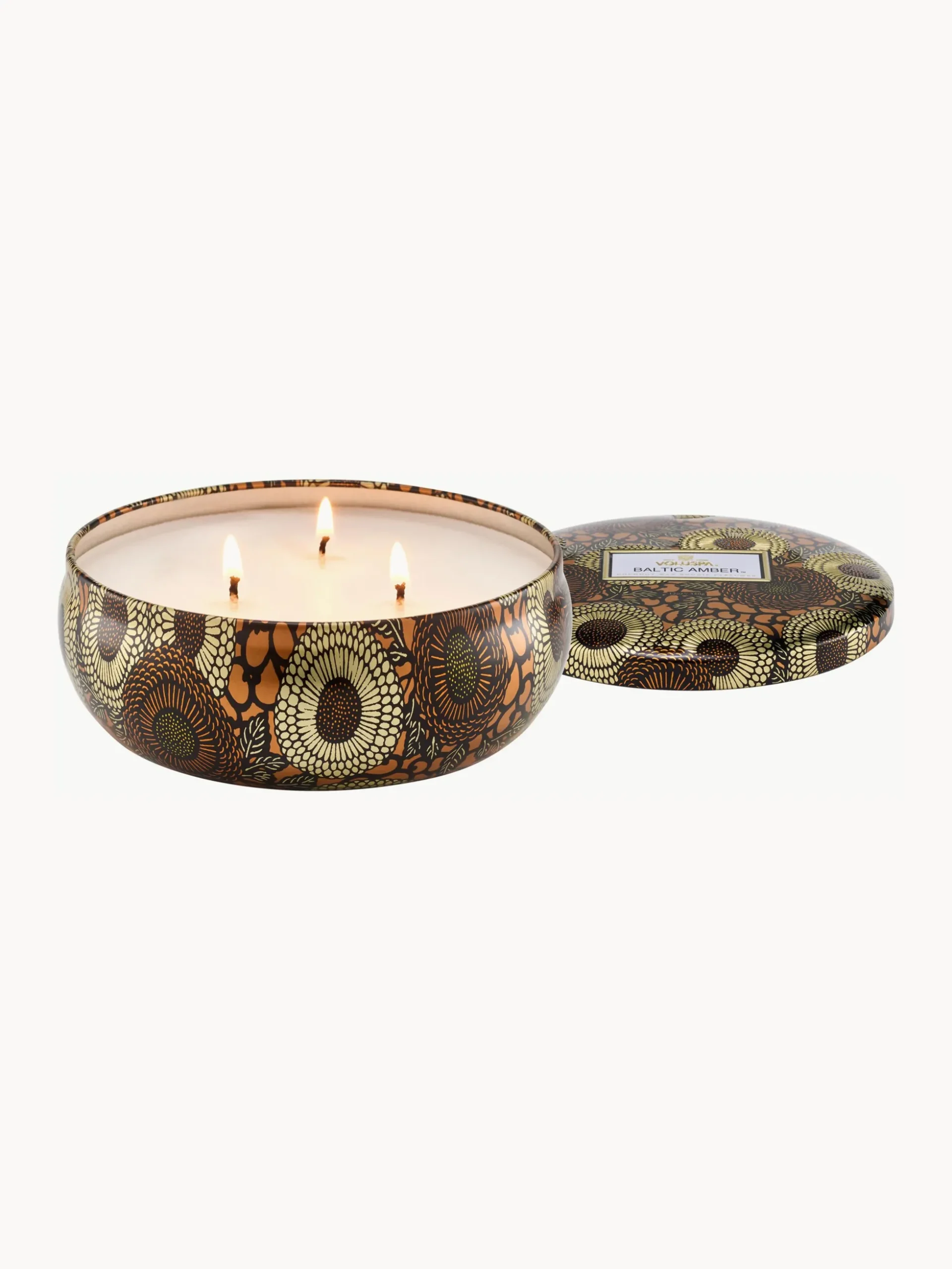 Candela profumata con tre stoppini fatta a mano Japonica Collection (resina ambrata, legno di sandalo, cedro e orchidea