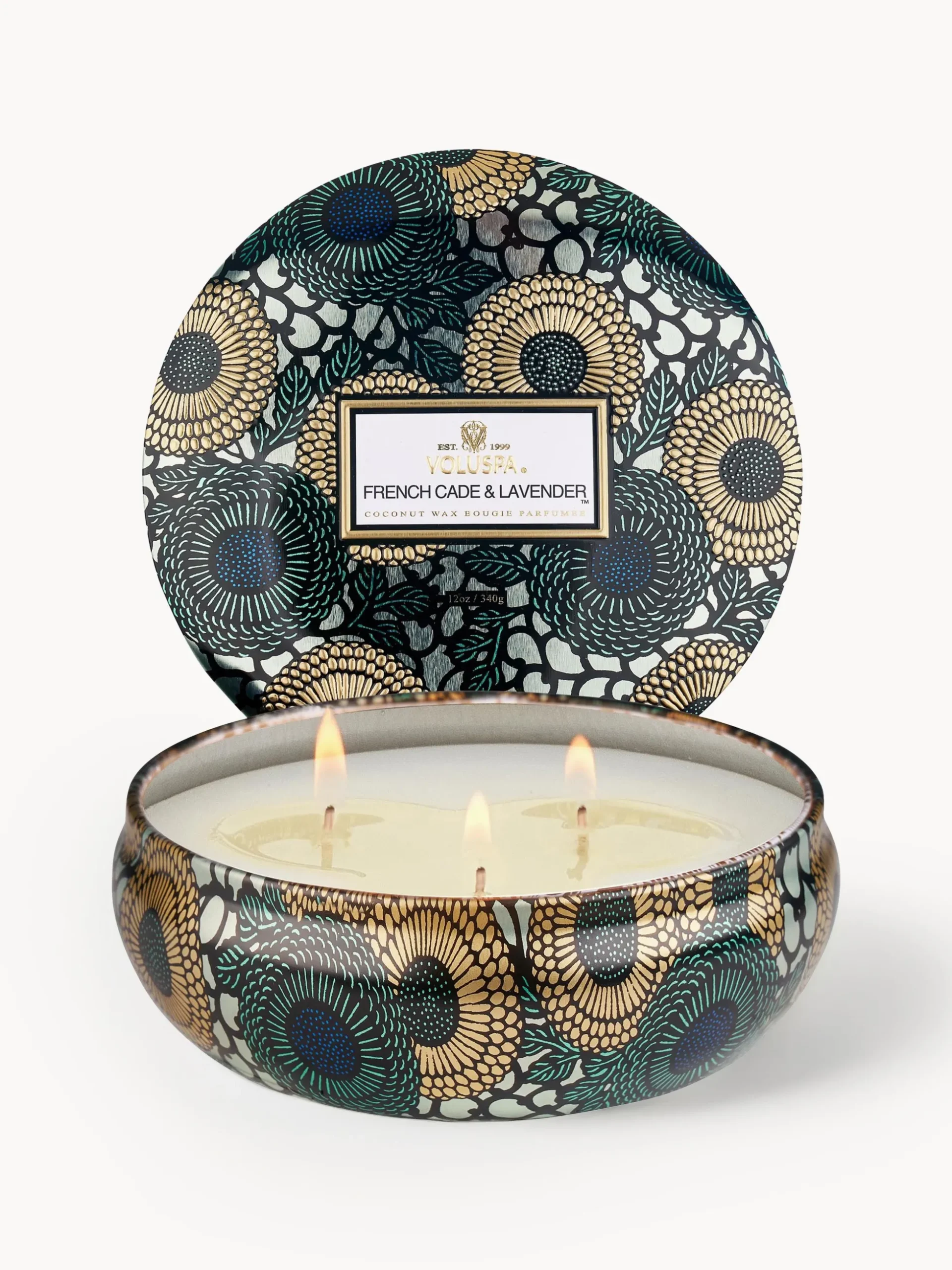 Candela profumata con tre stoppini fatta a mano Japonica Collection (legno di Cade, verbena e lavanda)