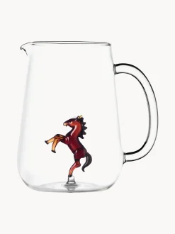 Caraffa in vetro borosilicato fatta a mano Horse, 1,7 L