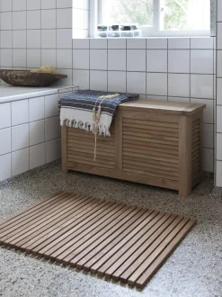 Cassapanca stretta in legno di teak fatta a mano Storage