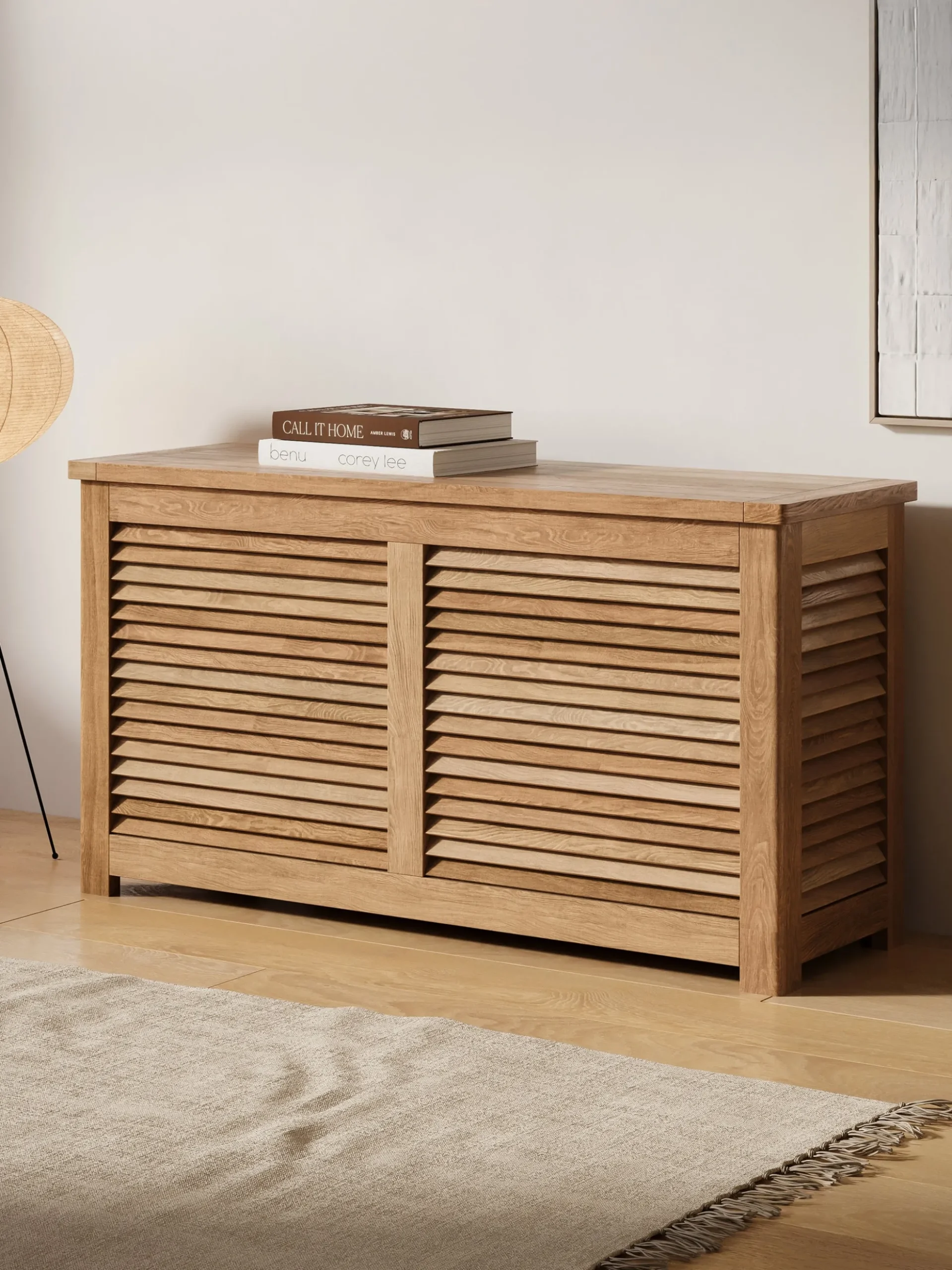 Cassapanca stretta in legno di teak fatta a mano Storage