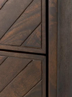 Cassettiera in legno di mango con motivo spina di pesce Luca