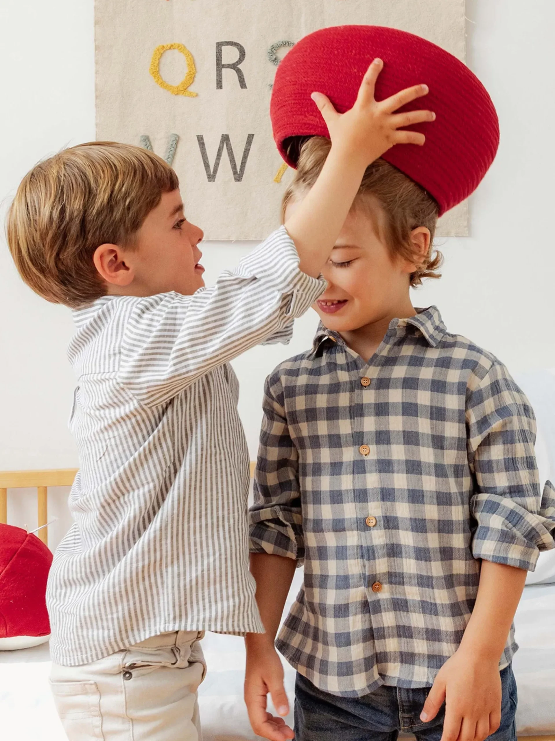 Cesto portaoggetti per bambini fatto a mano Back To School con coperchio