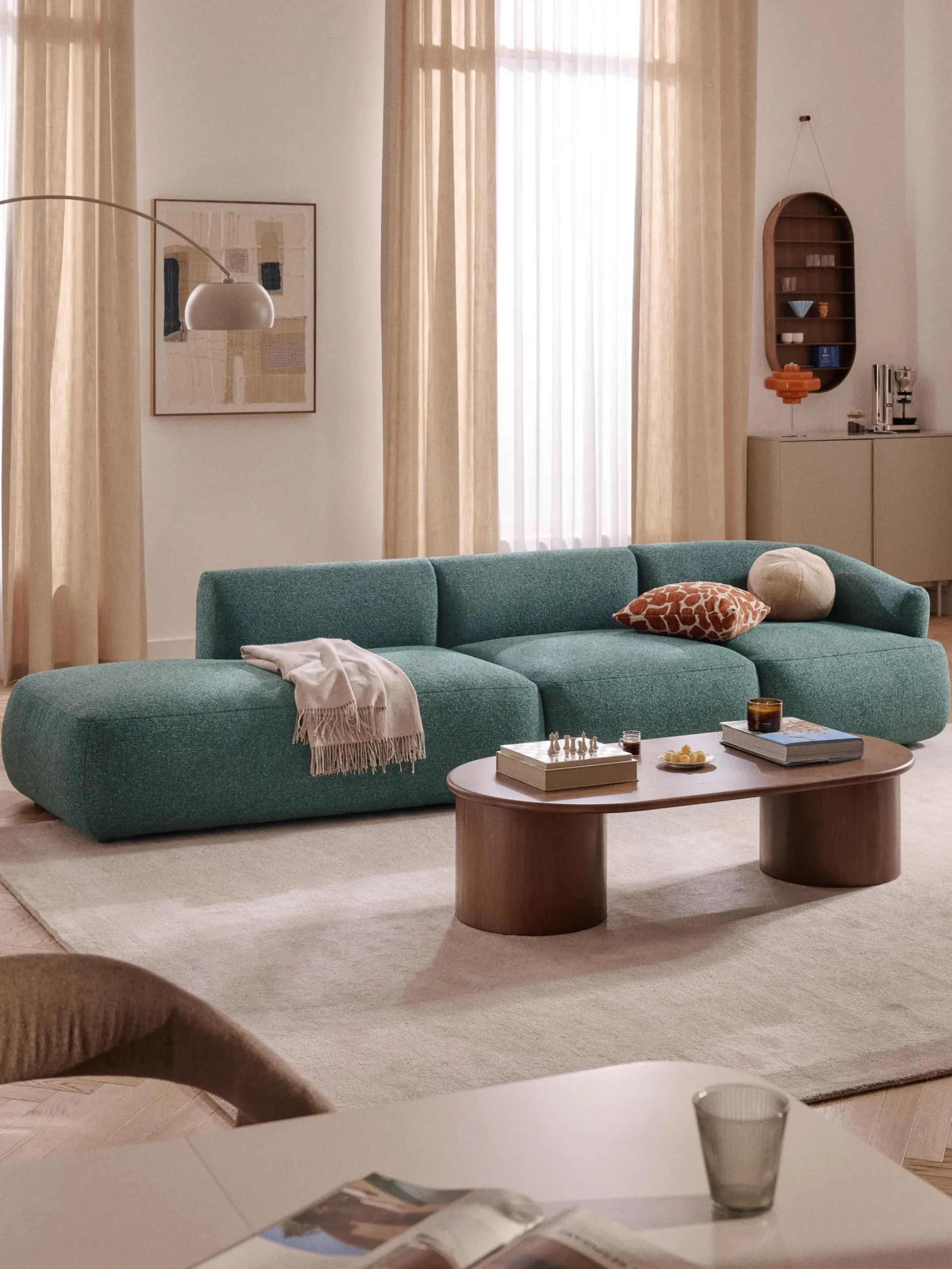 Chaise longue componibile in bouclé Sofia