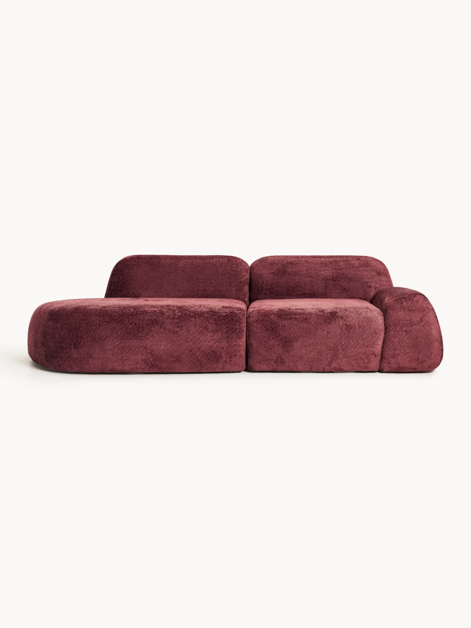 Chaise longue componibile 3 posti in teddy bouclé Wolke
