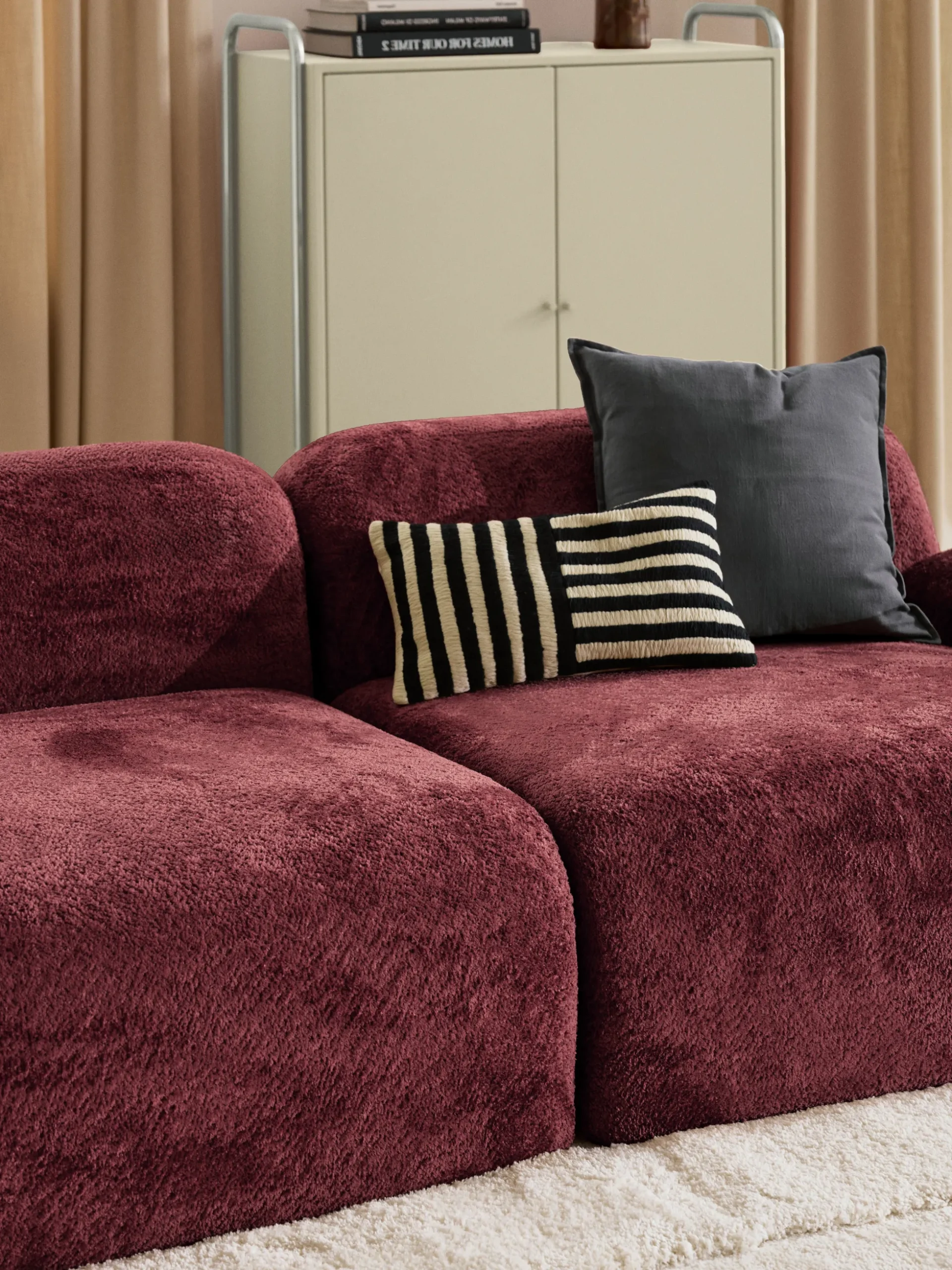 Chaise longue componibile 3 posti in teddy bouclé Wolke