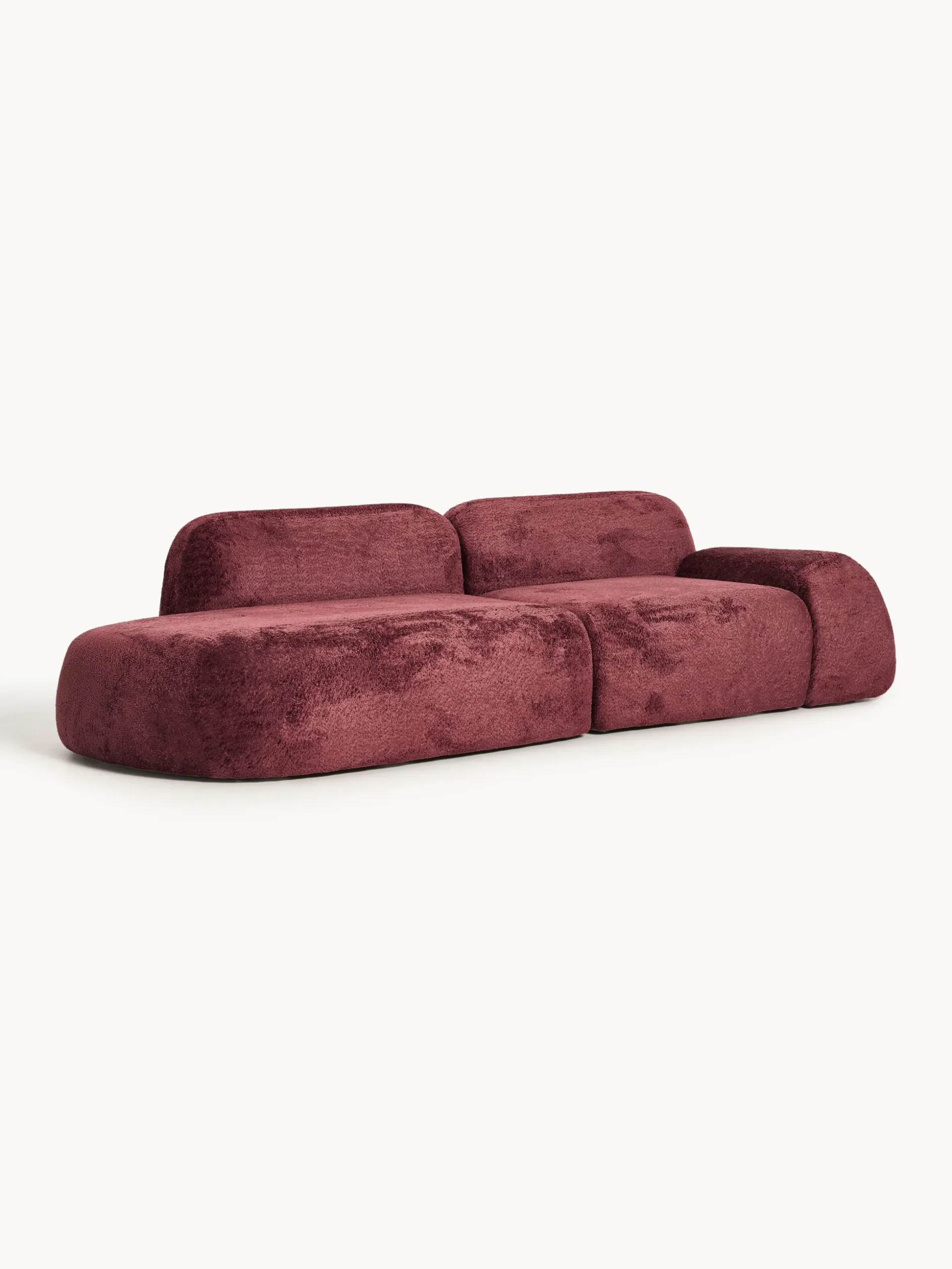 Chaise longue componibile 3 posti in teddy bouclé Wolke