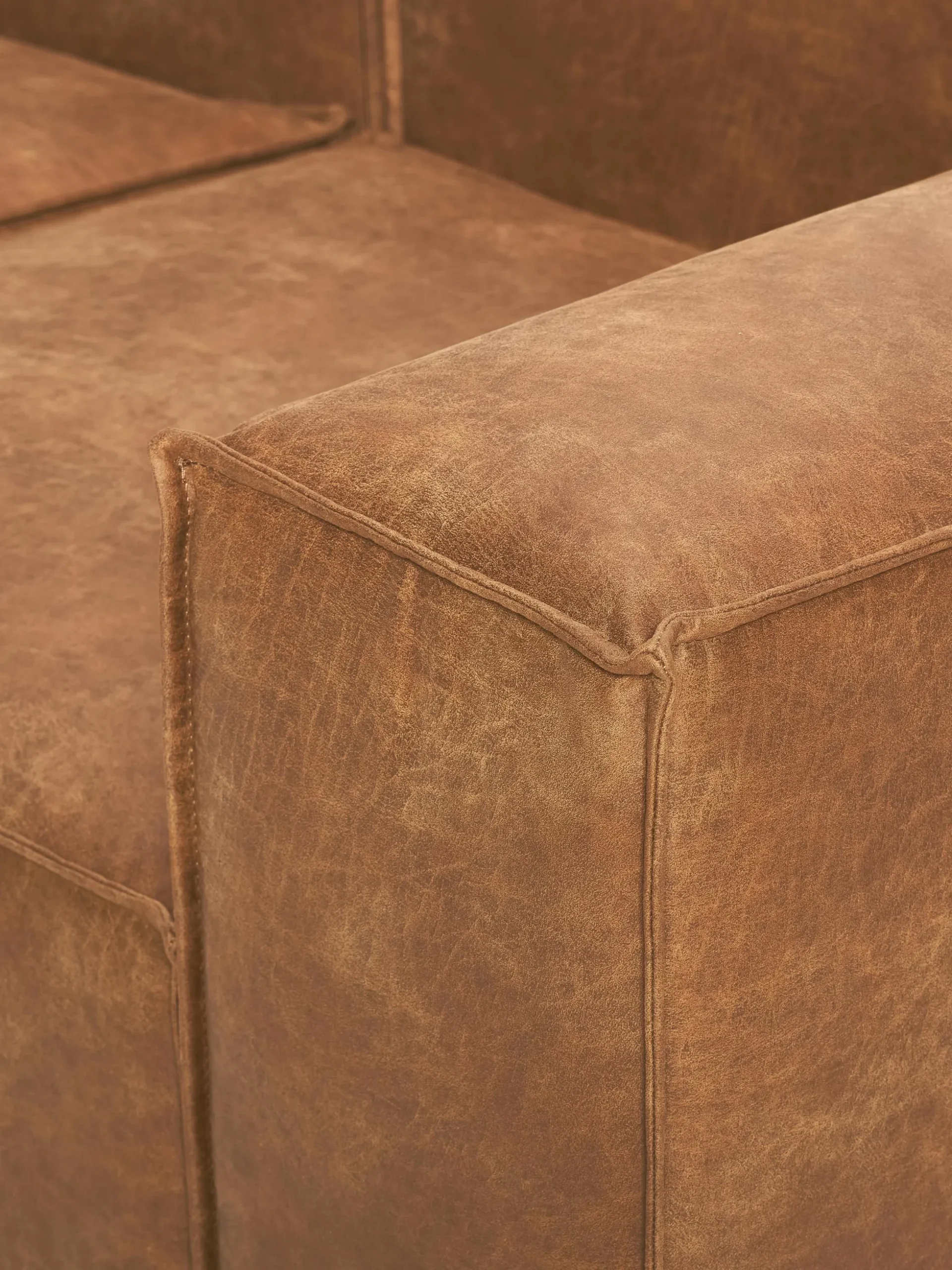 Chaise longue componibile in pelle Lennon