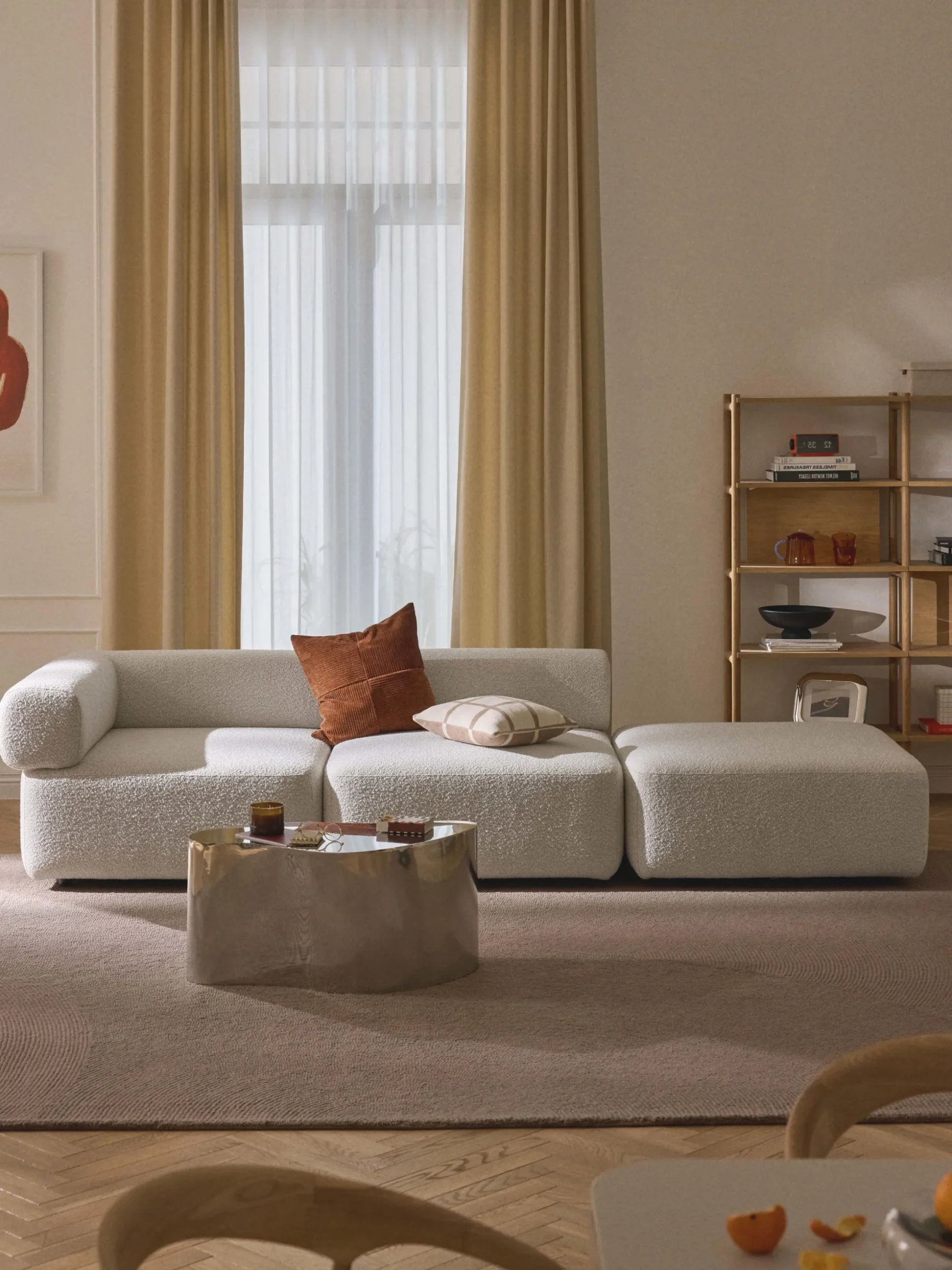 Chaise longue componibile in bouclé Anton