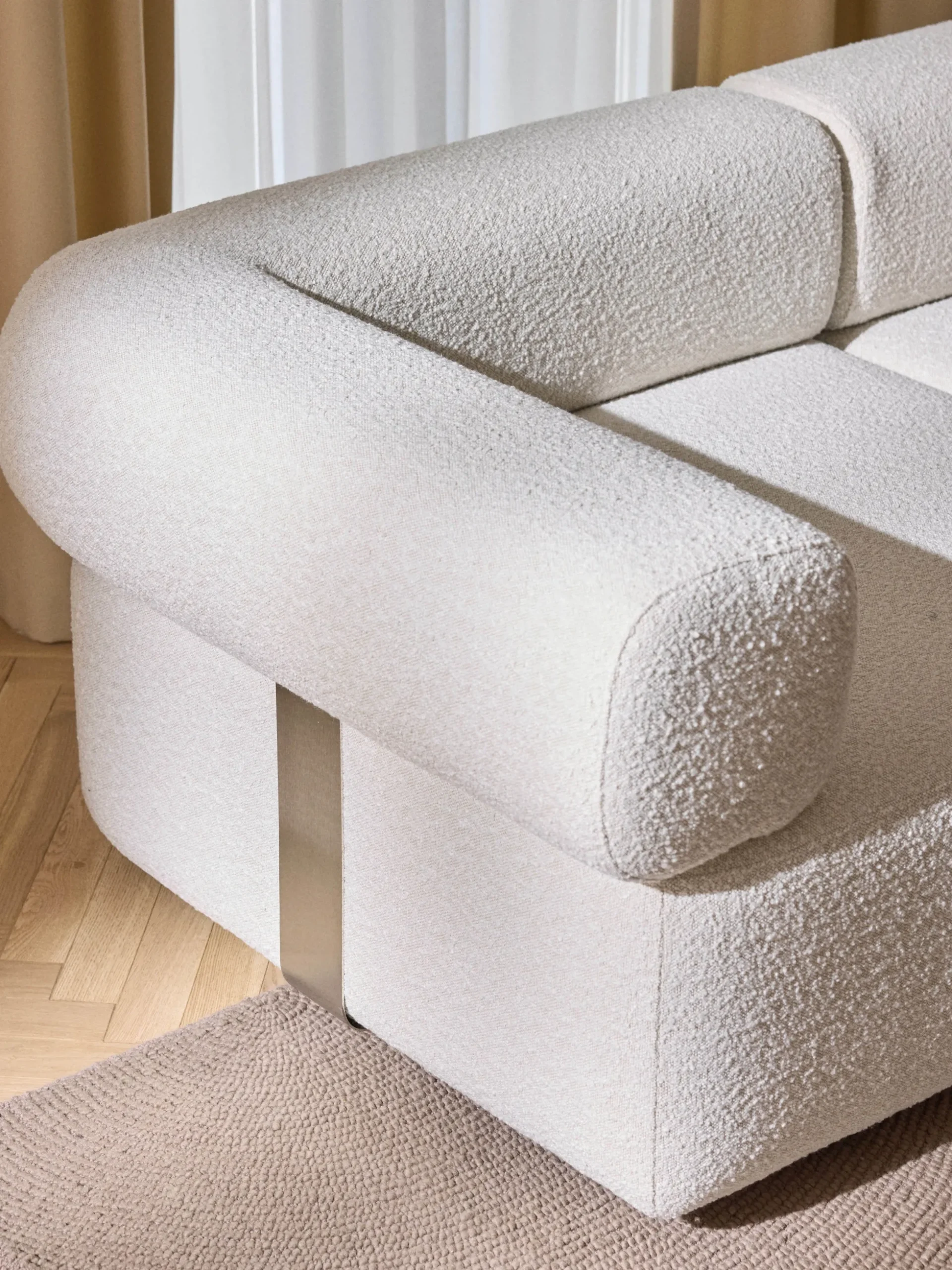 Chaise longue componibile in bouclé Anton