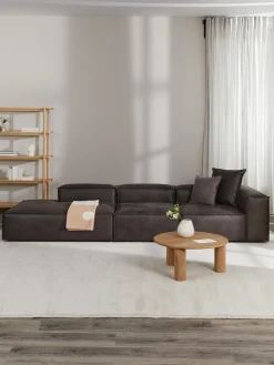 Chaise longue XL componibile in pelle Lennon