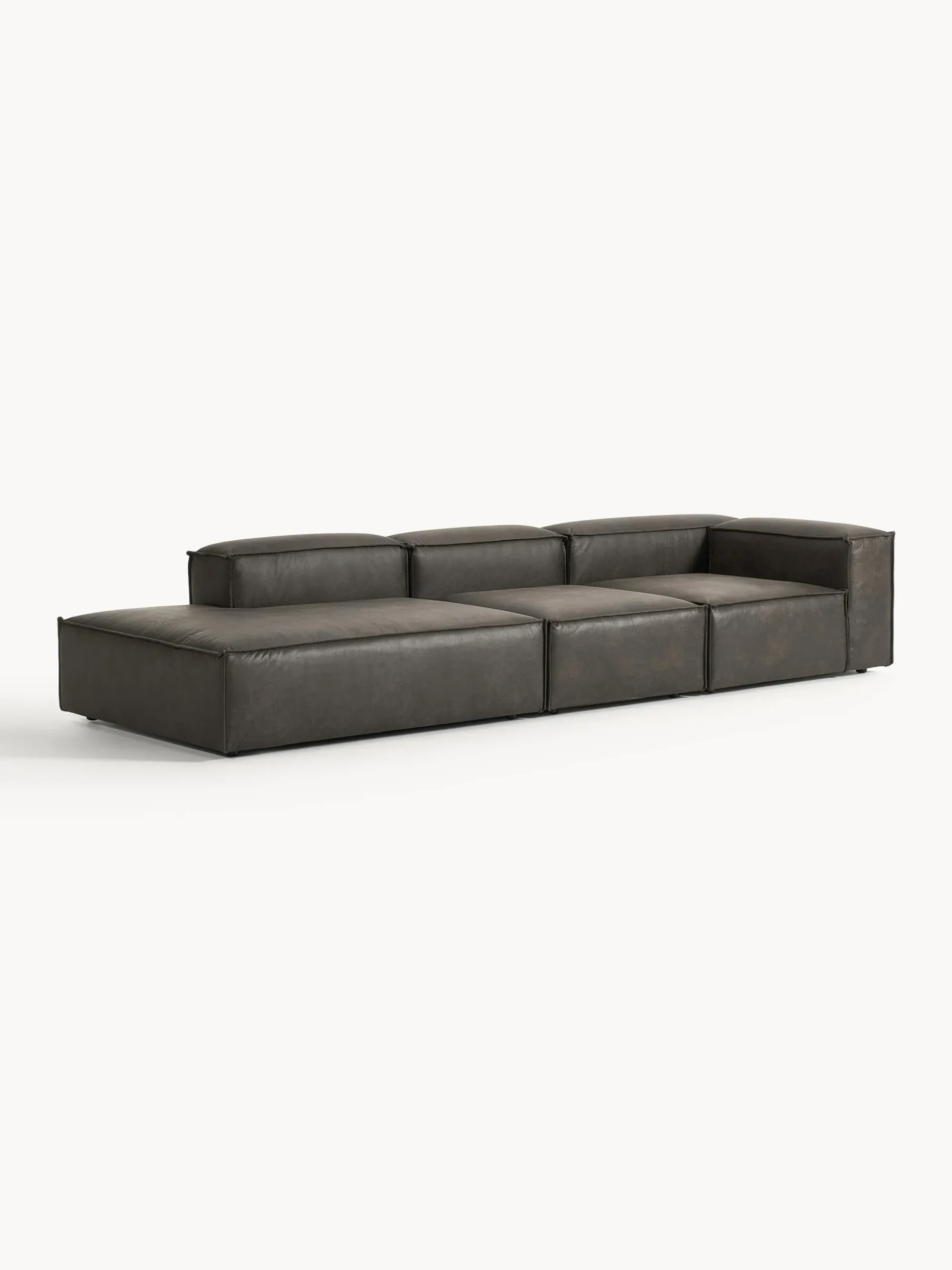 Chaise longue XL componibile in pelle Lennon