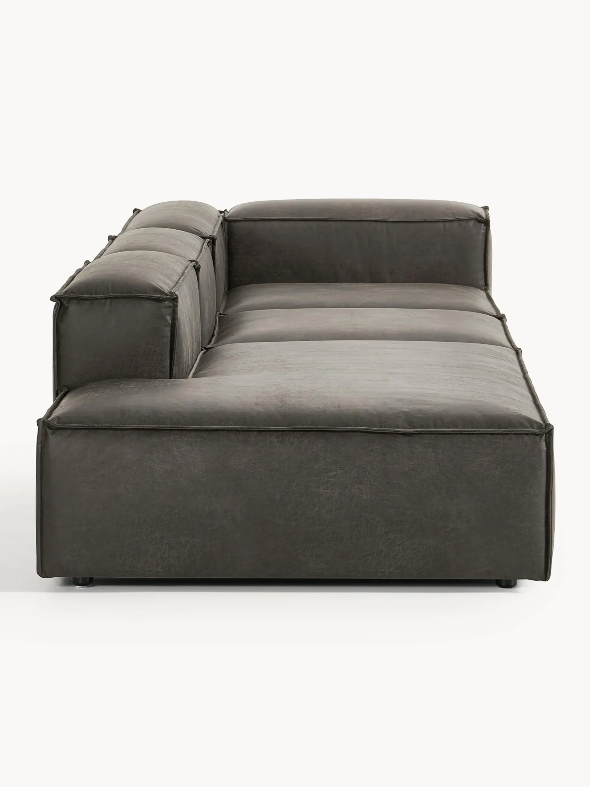 Chaise longue XL componibile in pelle Lennon
