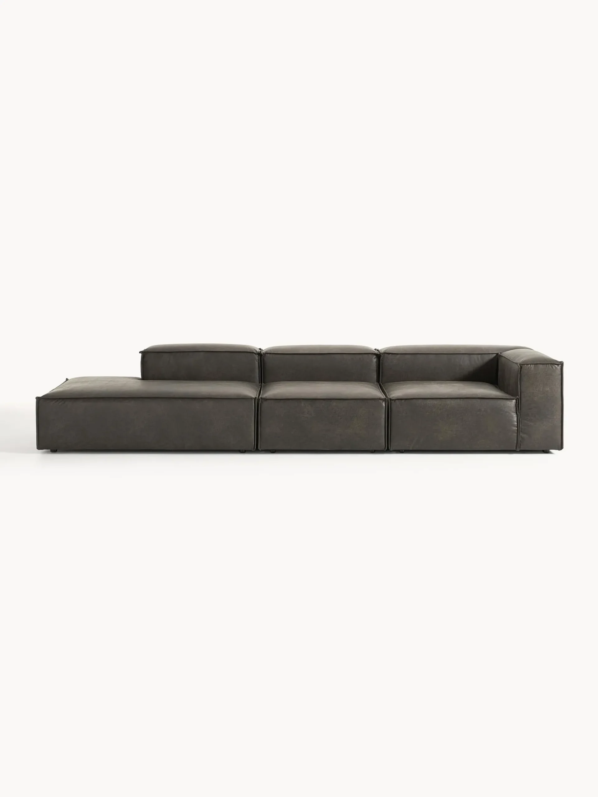 Chaise longue XL componibile in pelle Lennon