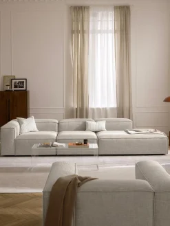 Chaise longue XL componibile in misto lino Lennon