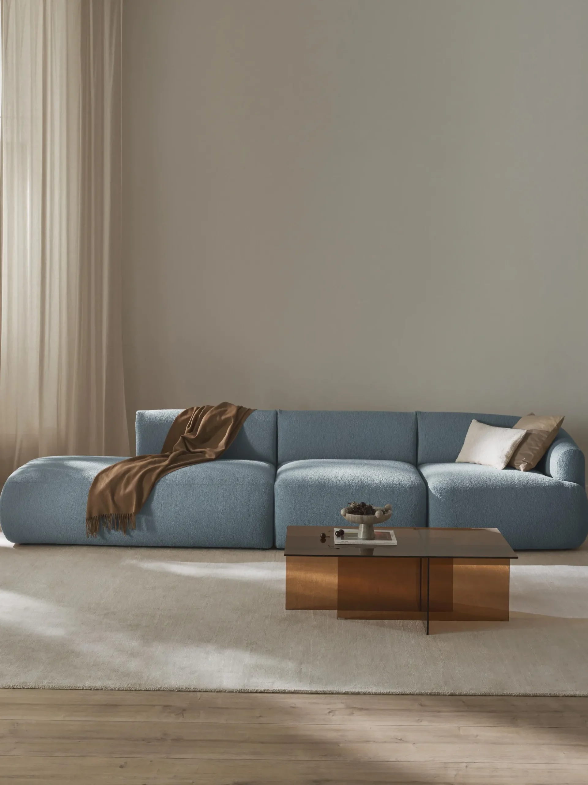 Chaise longue XL componibile in bouclé Sofia
