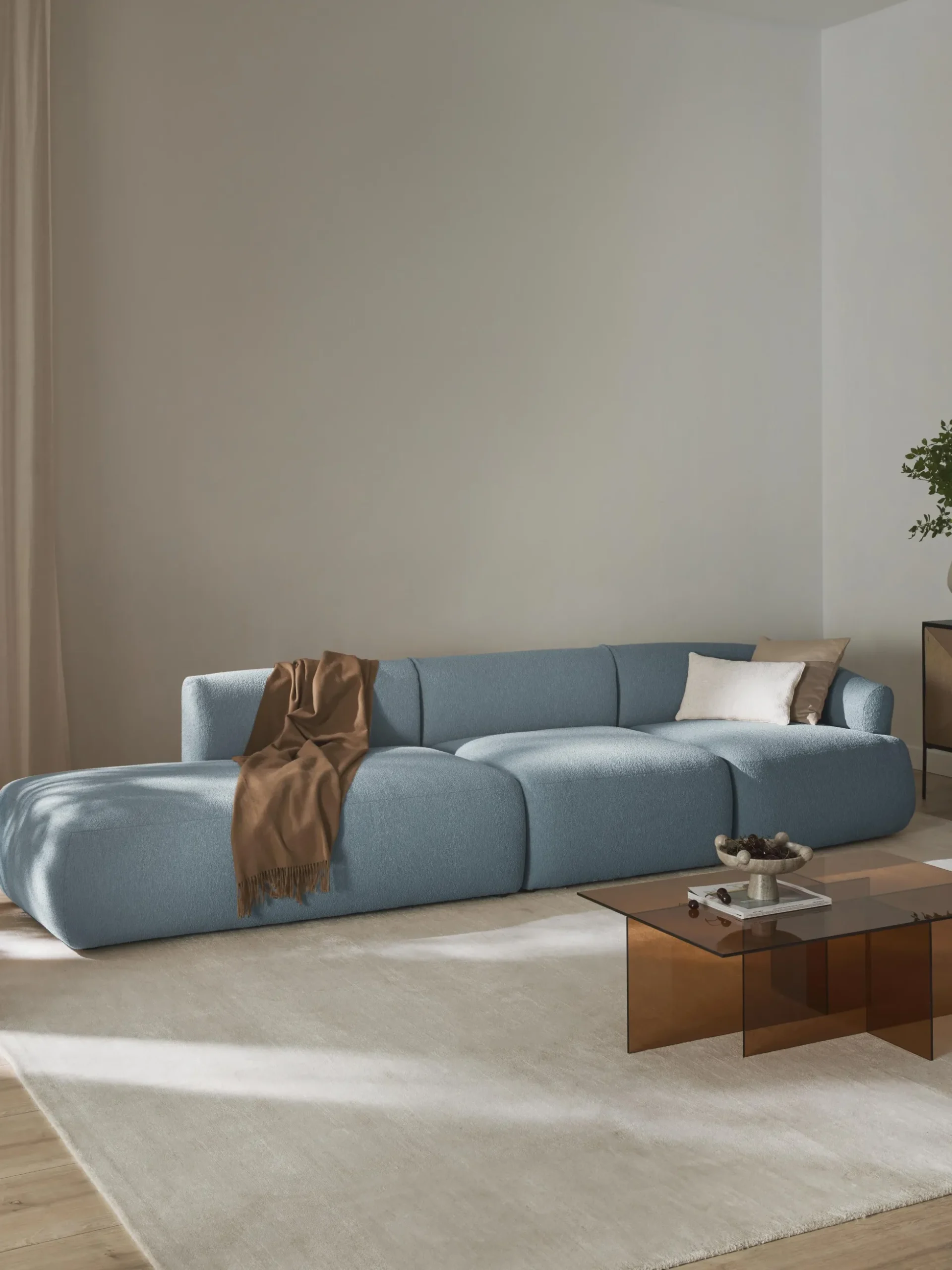 Chaise longue XL componibile in bouclé Sofia