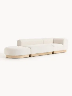Chaise lounge componibile in teddy bouclé con poggiapiedi (sinistra/destra) Natalie