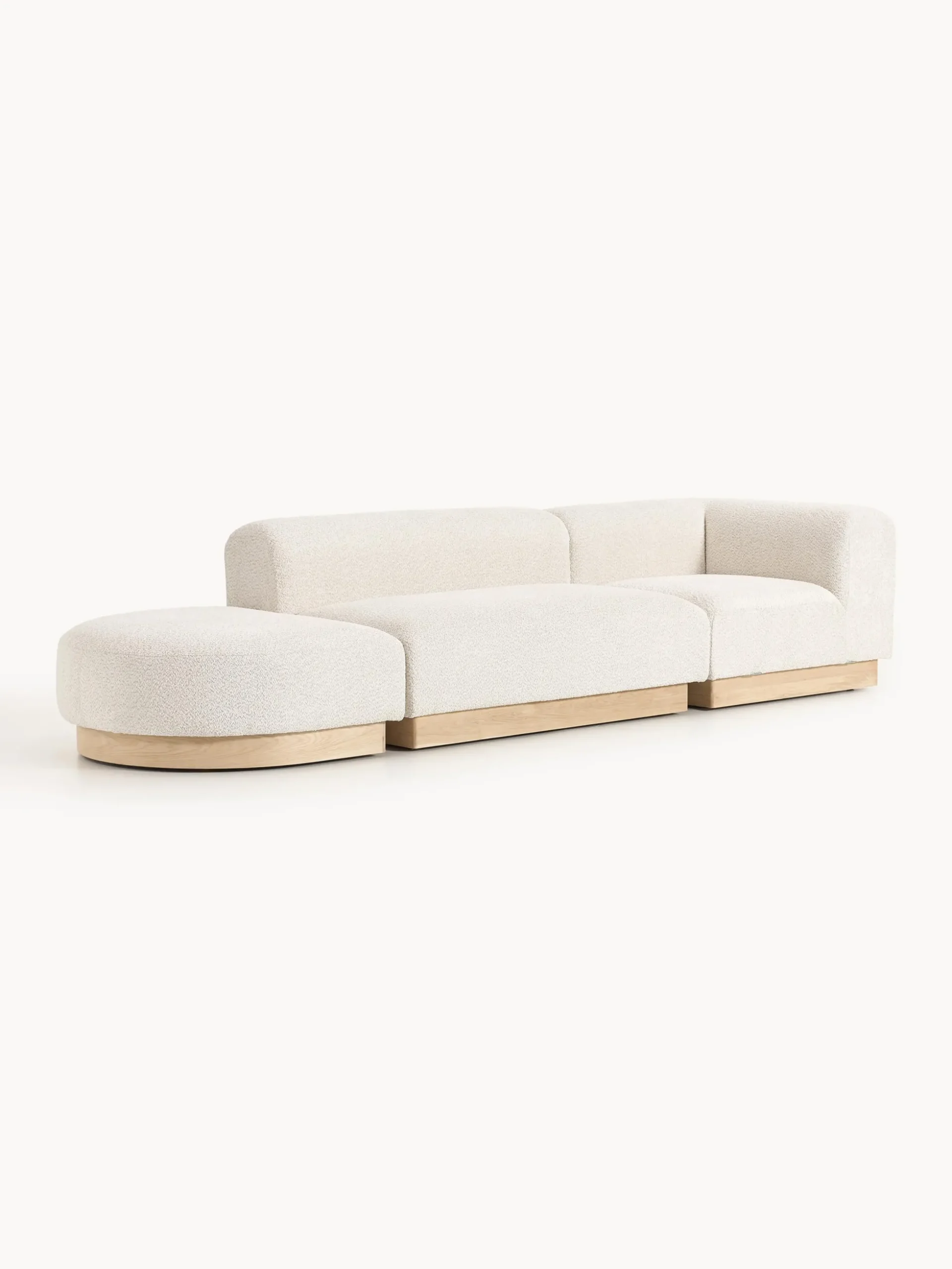 Chaise lounge componibile in teddy bouclé con poggiapiedi (sinistra/destra) Natalie